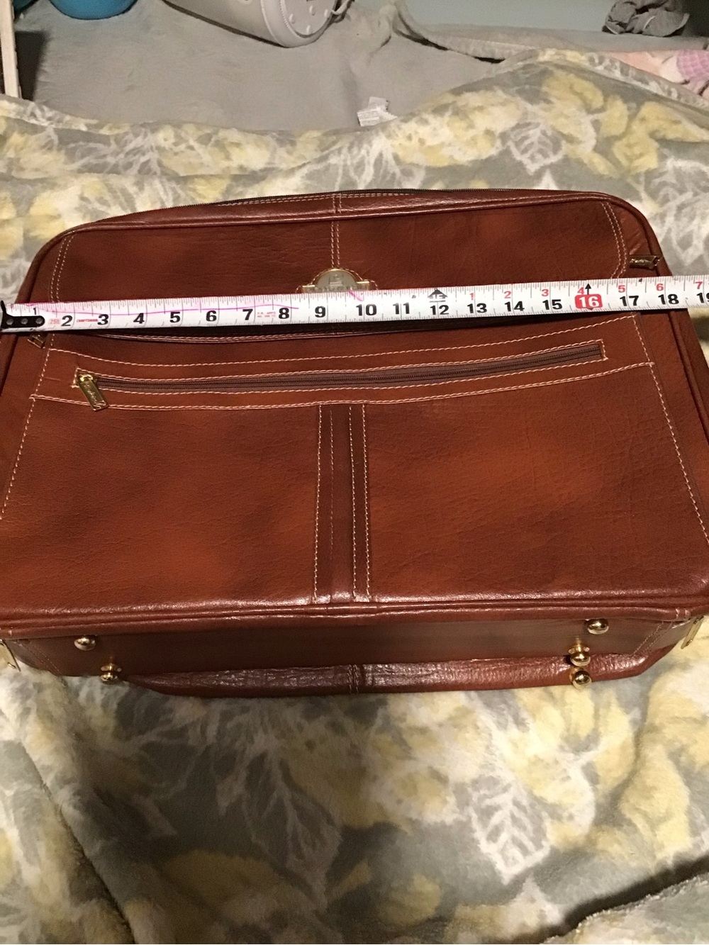 Pierre Cardin Brown Leather Briefcase with Gold Hardware